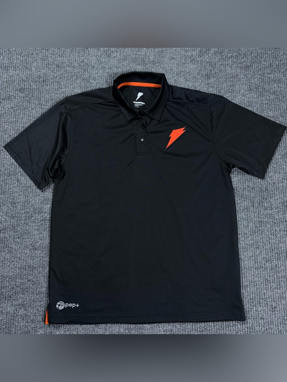 Pep+ Gatorade Mens Performance Polo Shirt Black Short Sleeve Bolt Logo Size M